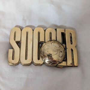 Vintage Solid Brass Soccer Belt Buckle